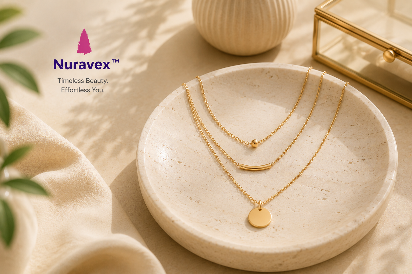 NURAVEX™ 18K Gold-Plated Minimalist Layered Necklace | Dainty Everyday Chain Jewelry