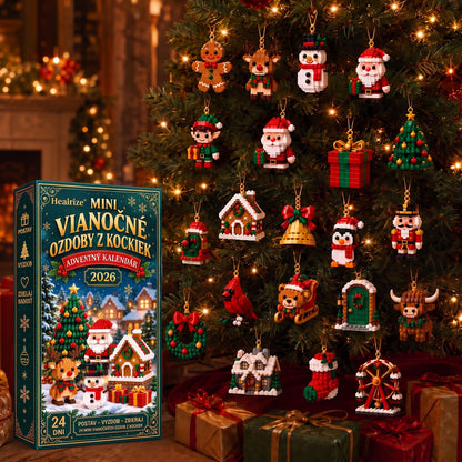 🎄Healrize® Adventný kalendár s 24 mini vianočnými ozdobami zo stavebných kociek