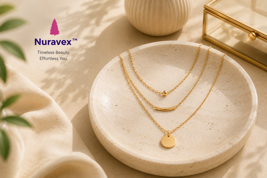 NURAVEX™ 18K Gold-Plated Minimalist Layered Necklace | Dainty Everyday Chain Jewelry