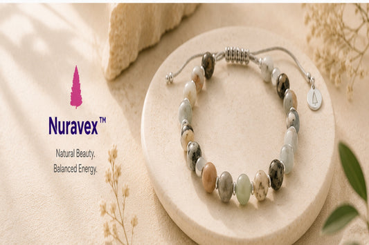 NURAVEX™ Natural Stone Beaded Bracelet | Adjustable Handmade Minimal Crystal Jewelry