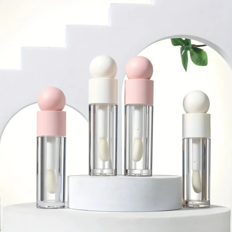 1pc 5ml Lip Gloss Tube Matte Pink Clear Thick Rod Large Brush Head Bottle Makeup Mud Packaging Empty Cosmetic Material Wholesale