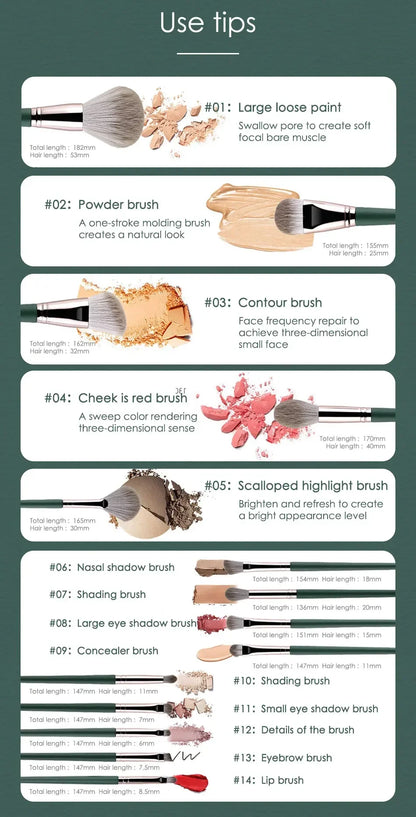 14Pcs Makeup Brushes Soft Fluffy Makeup Tools Cosmetic Powder Eye Shadow Foundation Blush Blending Beauty Make Up Brush