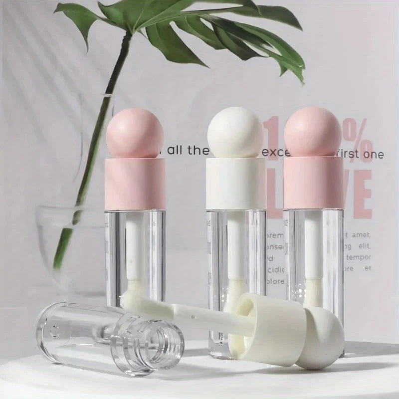 1pc 5ml Lip Gloss Tube Matte Pink Clear Thick Rod Large Brush Head Bottle Makeup Mud Packaging Empty Cosmetic Material Wholesale
