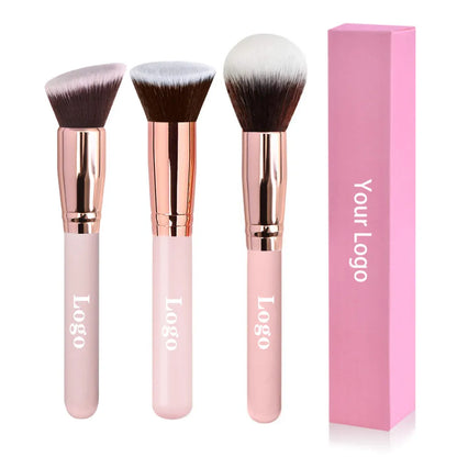 Free Private Label Makeup Brushes Foundation Loose Powder Concealer Blending Brush Pink Beauty Makeup Tool Wholesale Bulk 10pcs