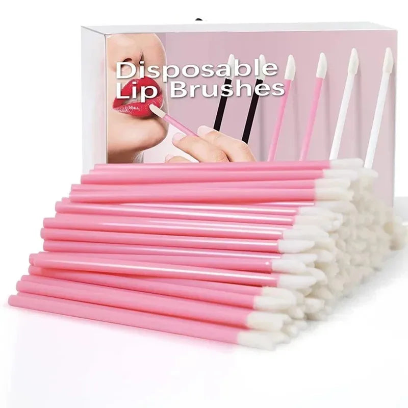 Disposable Hollow Rod Lip Brush Portable Beauty Tool Plush Lipstick Brush Lip Gloss Makeup Brush Specialized Makeup Brush
