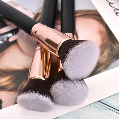 Free Private Label Makeup Brushes Foundation Loose Powder Concealer Blending Brush Pink Beauty Makeup Tool Wholesale Bulk 10pcs