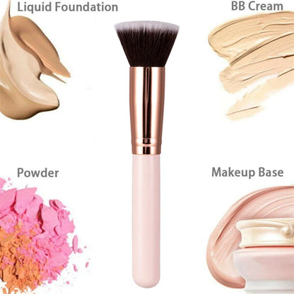 Free Private Label Makeup Brushes Foundation Loose Powder Concealer Blending Brush Pink Beauty Makeup Tool Wholesale Bulk 10pcs