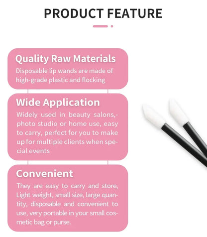 Disposable Hollow Rod Lip Brush Portable Beauty Tool Plush Lipstick Brush Lip Gloss Makeup Brush Specialized Makeup Brush