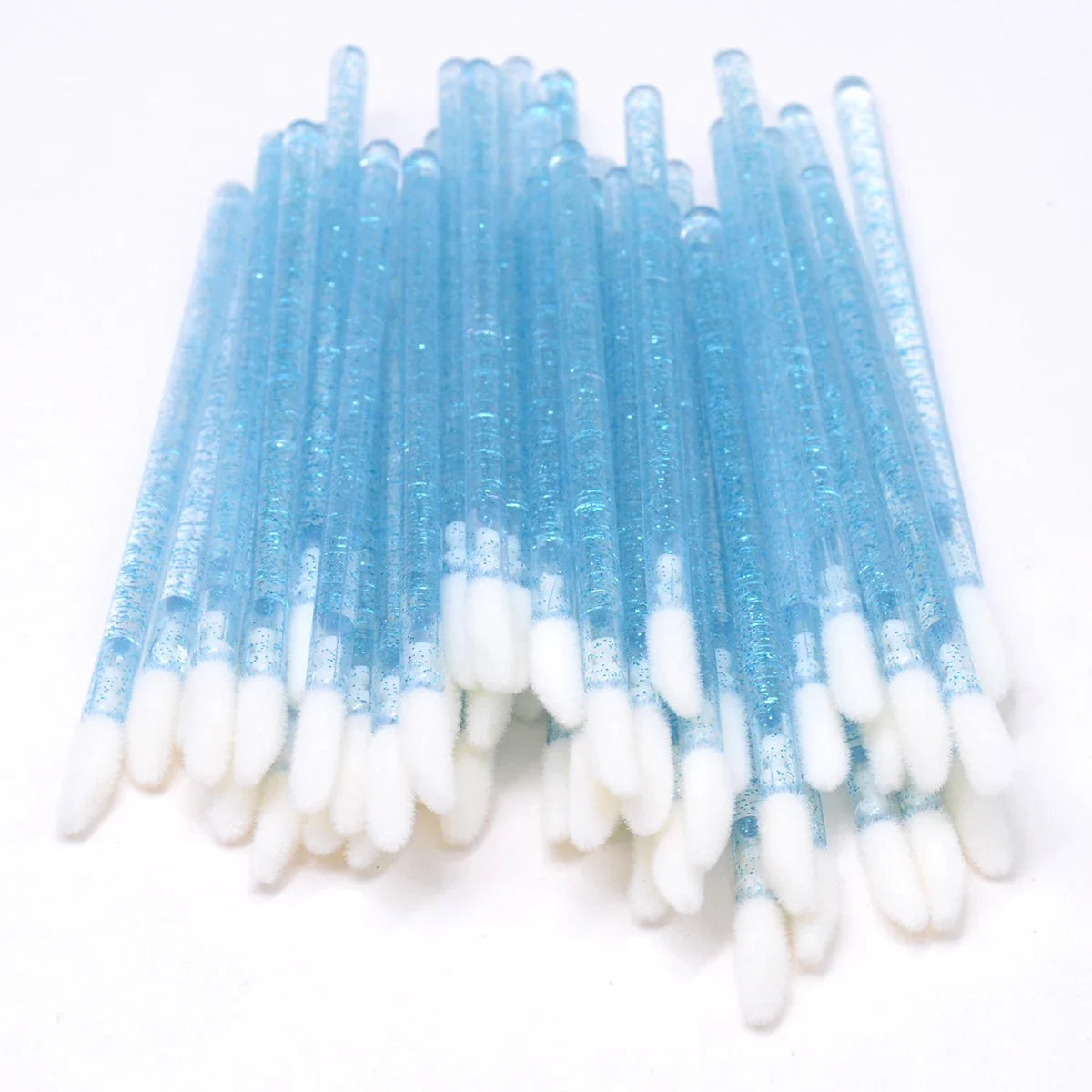 50Pcs/Lot Bling Lip Brush Eyelash Extensions Disposable Flocked Soft Hair Crystal Rod Cleaning Cotton Swab Lipstick Brush Makeup
