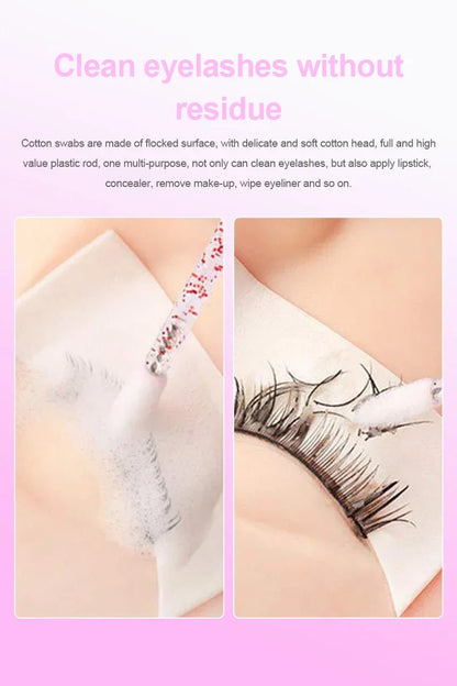 50Pcs/Lot Bling Lip Brush Eyelash Extensions Disposable Flocked Soft Hair Crystal Rod Cleaning Cotton Swab Lipstick Brush Makeup